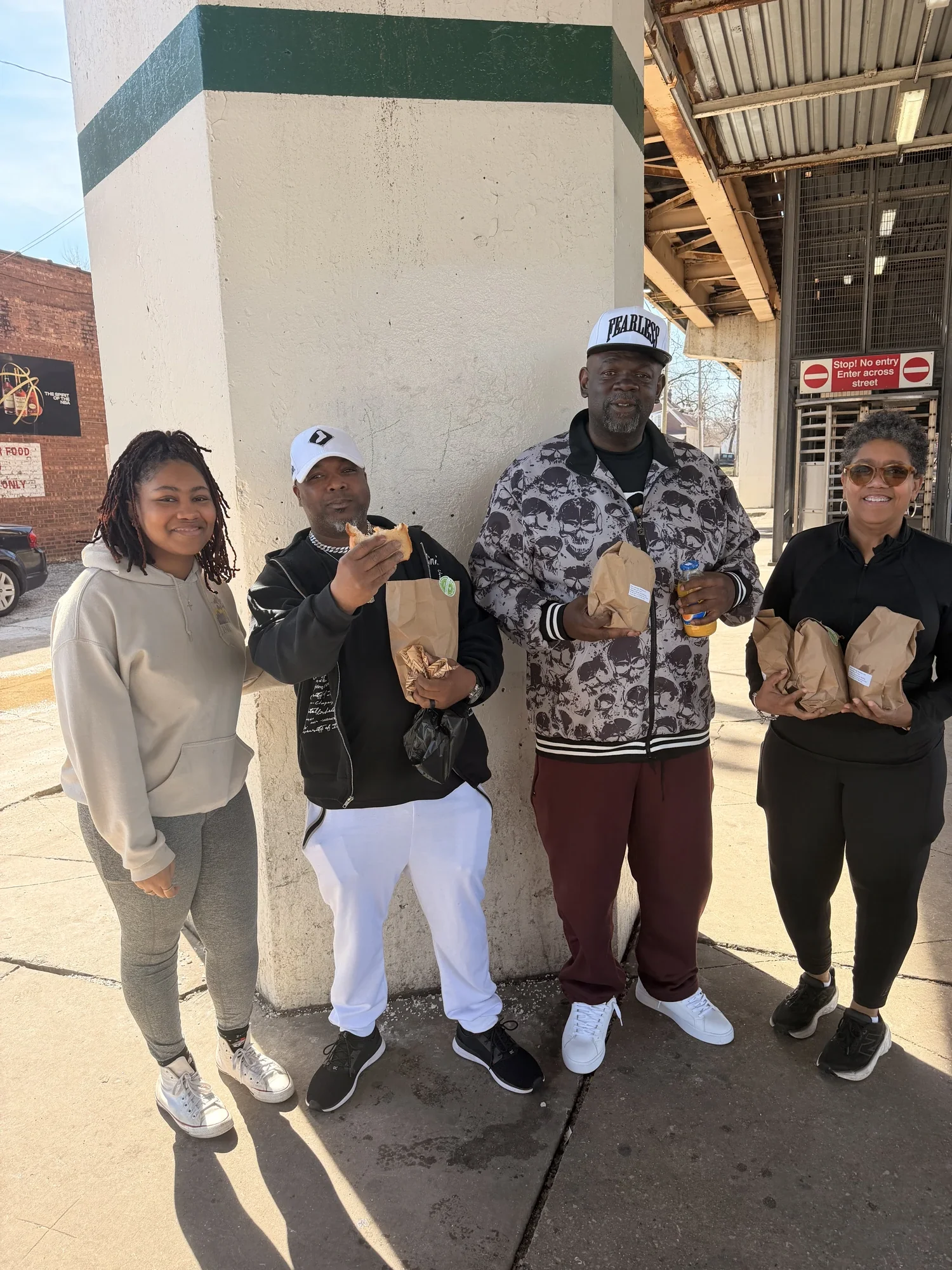 Church family serving side-by-side